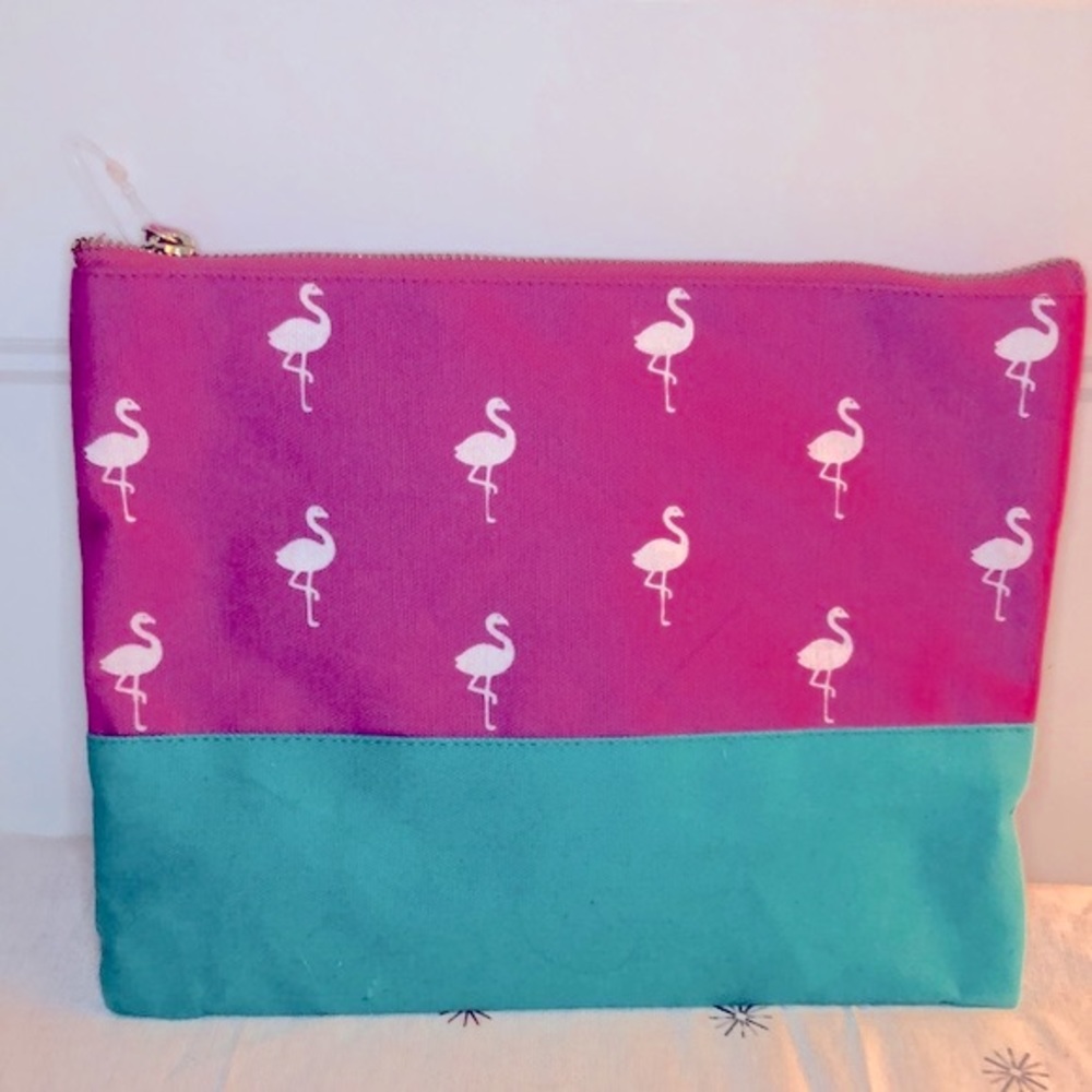 Pink & Green Flamingo 🦩 Makeup Organizer Bag